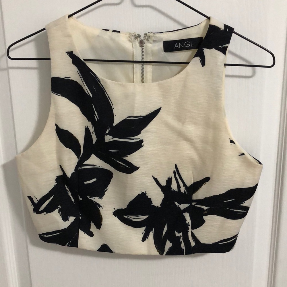 ANGL Leaf Print Crop Top
